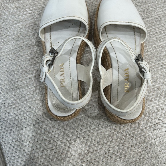 Woman’s Prada White Size 37 Platform Espadrilles Sandals - Picture 5 of 7